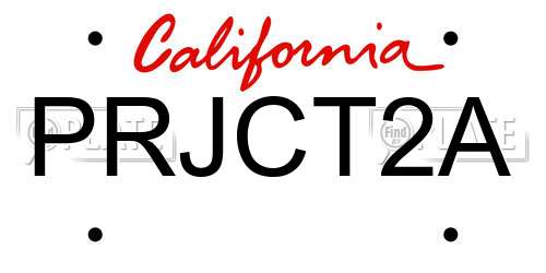 PRJCT2A California License Plate