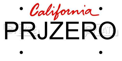 PRJZERO California License Plate
