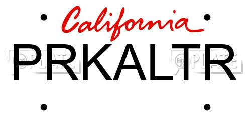 PRKALTR California License Plate