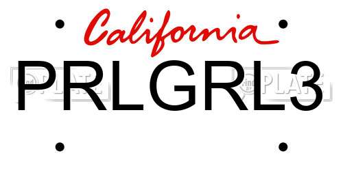 PRLGRL3 California License Plate