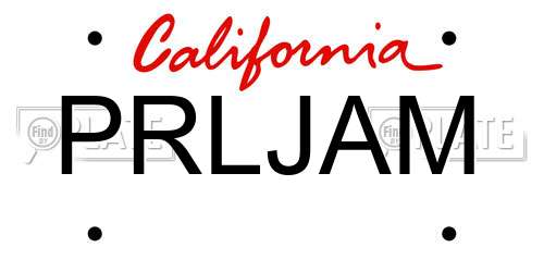 PRLJAM California License Plate
