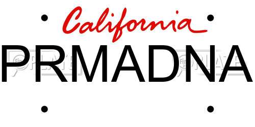 PRMADNA California License Plate