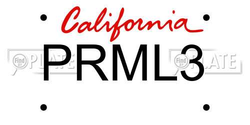 PRML3 California License Plate
