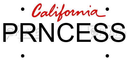 PRNCESS California License Plate