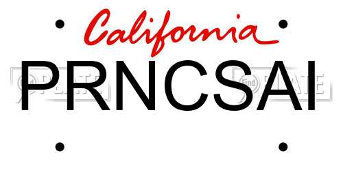 PRNCSAI California License Plate
