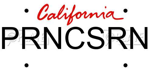 PRNCSRN California License Plate