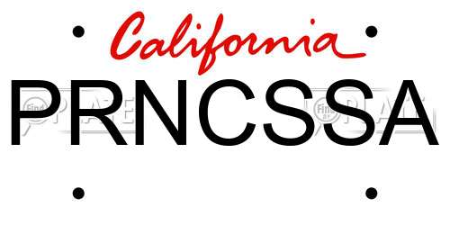 PRNCSSA California License Plate