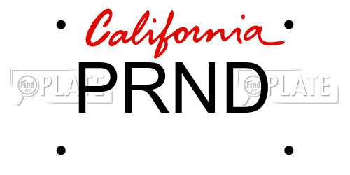 PRND California License Plate