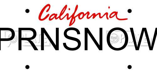 PRNSNOW California License Plate