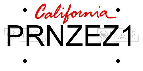 PRNZEZ1 California License Plate