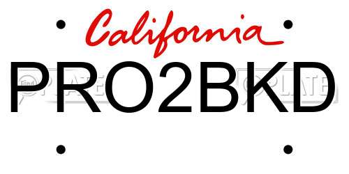 PRO2BKD California License Plate