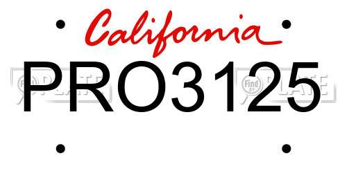PRO3125 California License Plate