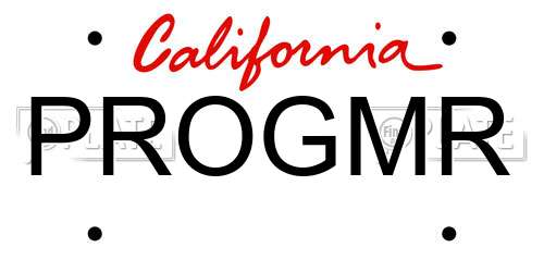 PROGMR California License Plate