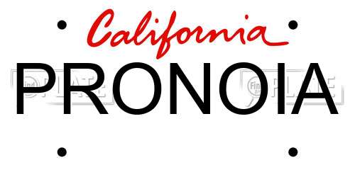 PRONOIA California License Plate