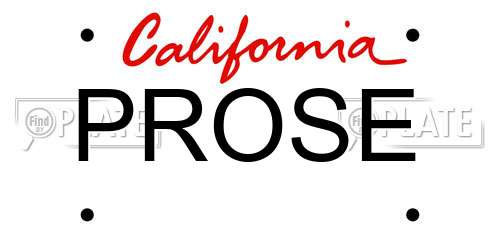 PROSE California License Plate