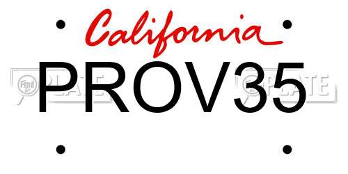 PROV35 California License Plate