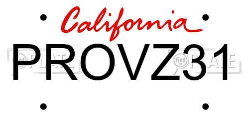 PROVZ31 California License Plate
