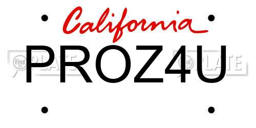 PROZ4U California License Plate