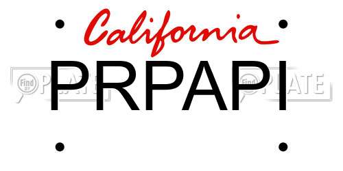 PRPAPI California License Plate
