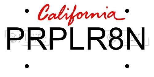PRPLR8N California License Plate