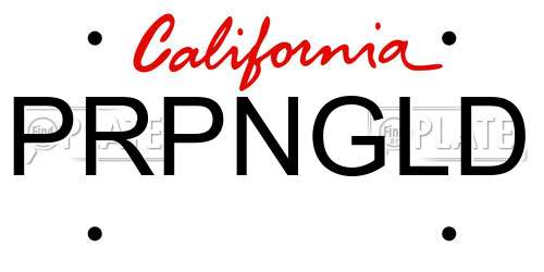 PRPNGLD California License Plate