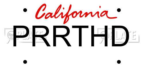 PRRTHD California License Plate