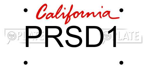 PRSD1 California License Plate