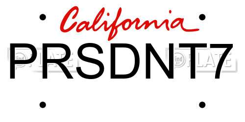 PRSDNT7 California License Plate