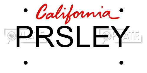 PRSLEY California License Plate