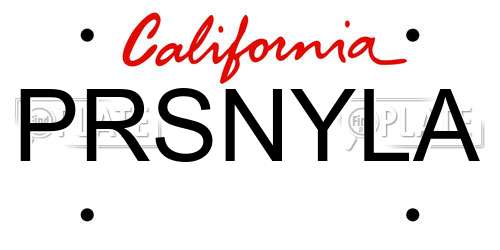 PRSNYLA California License Plate