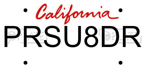 PRSU8DR California License Plate