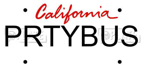 PRTYBUS California License Plate