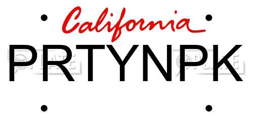 PRTYNPK California License Plate