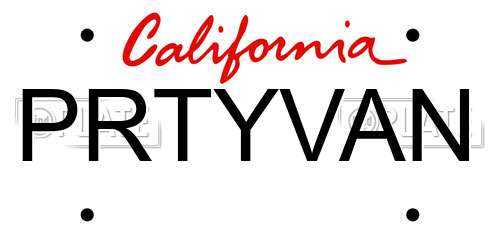 PRTYVAN California License Plate