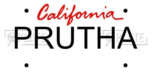 PRUTHA California License Plate