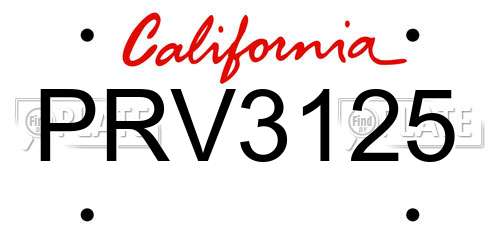 PRV3125 California License Plate