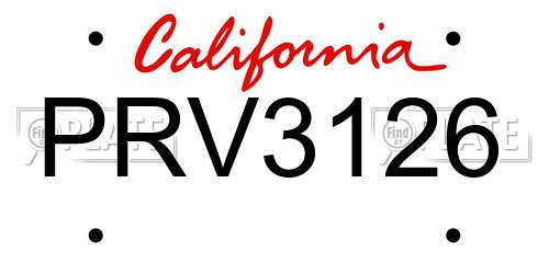 PRV3126 California License Plate