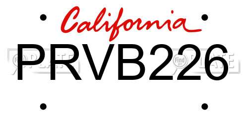 PRVB226 California License Plate