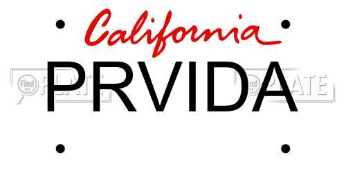 PRVIDA California License Plate