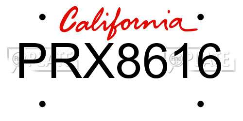 PRX8616 California License Plate