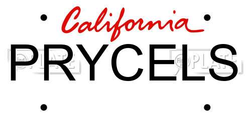 PRYCELS California License Plate