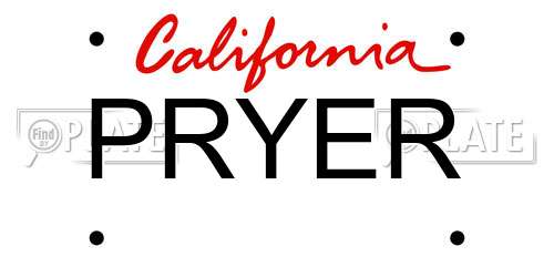 PRYER California License Plate