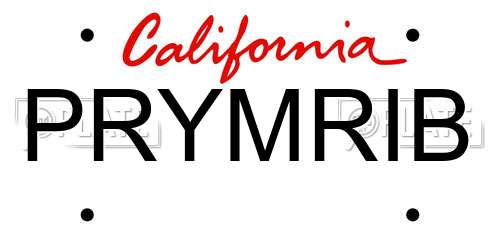 PRYMRIB California License Plate