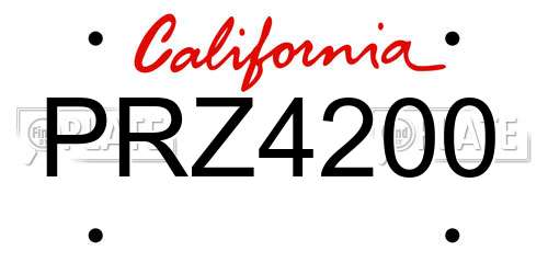 PRZ4200 California License Plate