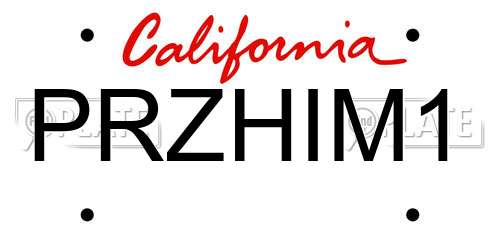 PRZHIM1 California License Plate