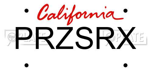 PRZSRX California License Plate