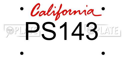 PS143 California License Plate