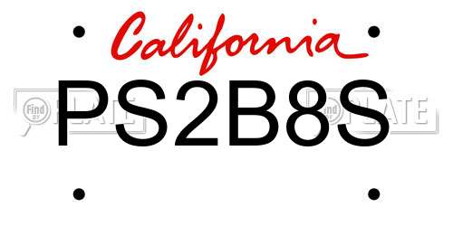 PS2B8S California License Plate