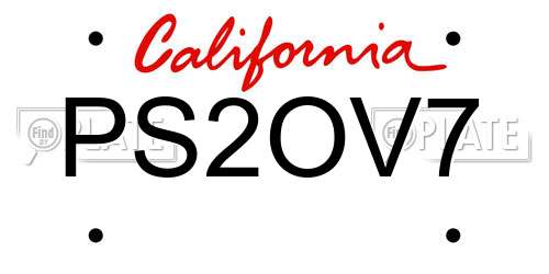 PS2OV7 California License Plate