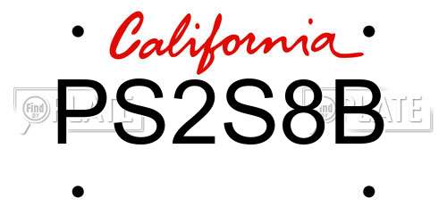 PS2S8B California License Plate
